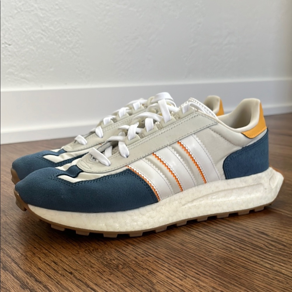 Adidas Retropy Blue, Yellow and White Trainers
